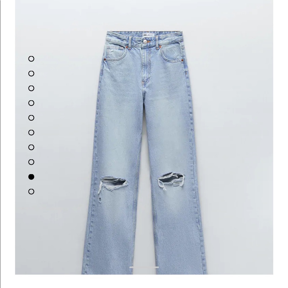 Zara Wide Leg Full Length Ripped jeans